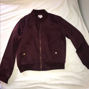 Burgundy bomber jacket